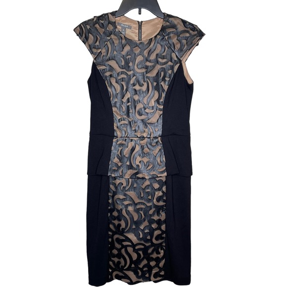 Muse Women's Dress Cocktail Peplum Leather Lace W/ Detachable‎ Skirt Black Sz. 6 - Picture 1 of 11